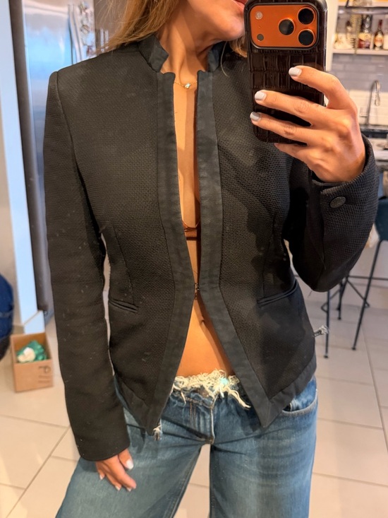 rag & bone Black Collarless Tailored Blazer - Picture 9 of 11